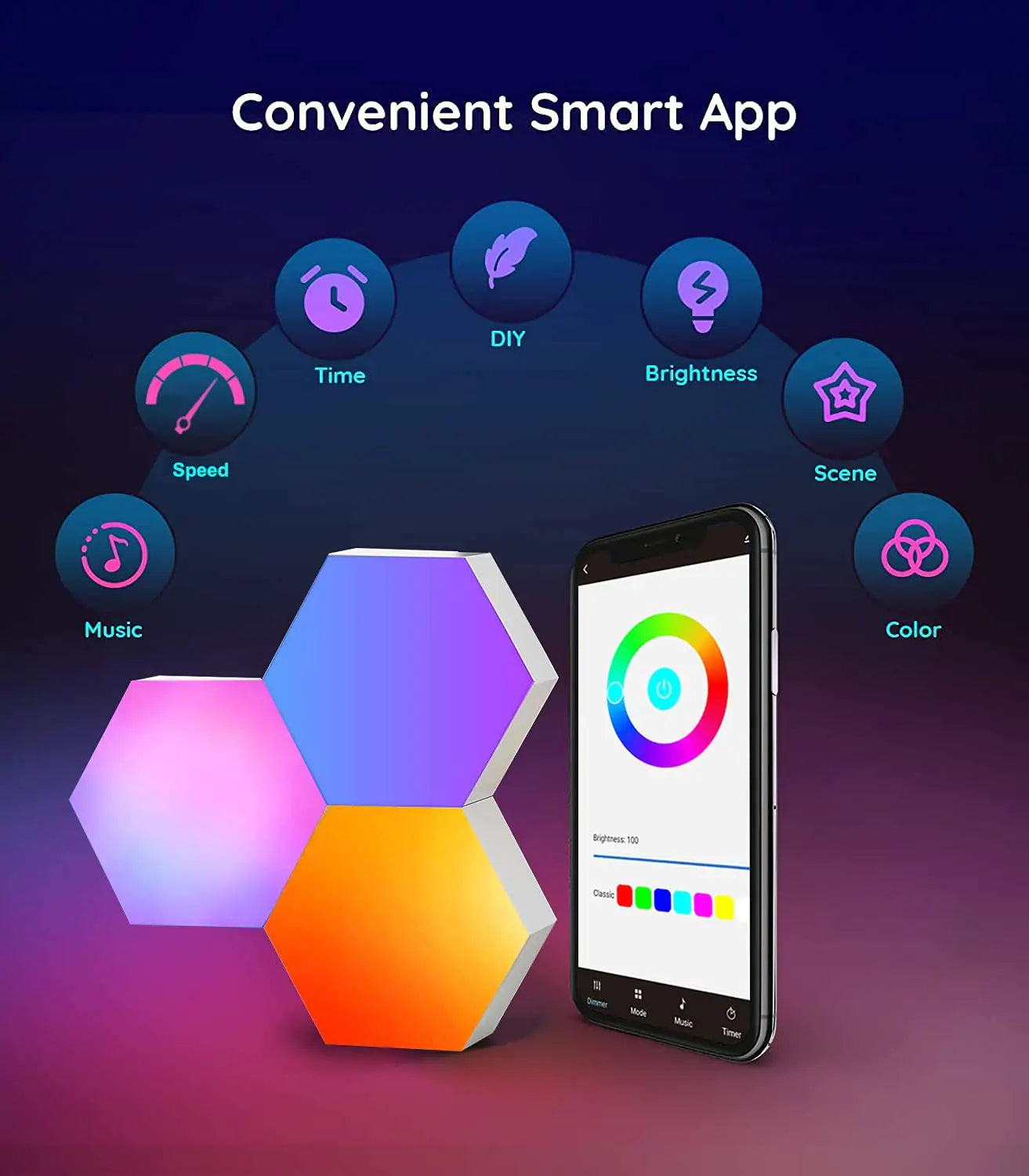 LumiTile™ - Creëer je eigen lichtspektakel met modulaire RGB-hexagonpanelen!